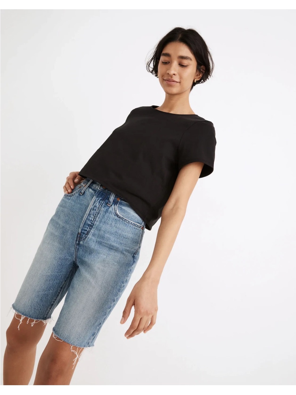 Madewell high-rise long denim shorts